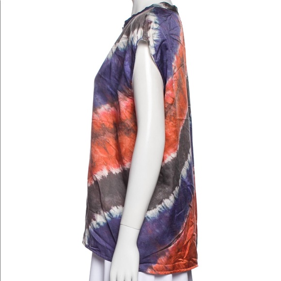 RAQUEL ALLEGRA Tie-Dye Print Crew Neck Blouse. XS, but could fit small or medium - Picture 5 of 6